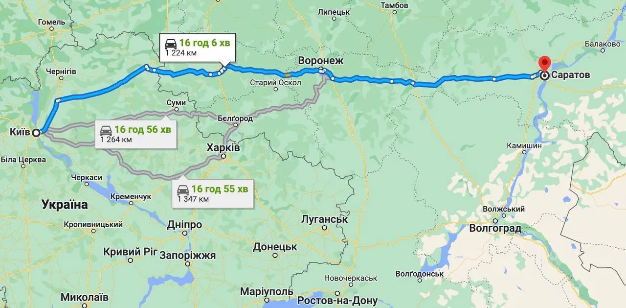 Відстань між Україною та Саратовом Відстань між Україною та Саратовом