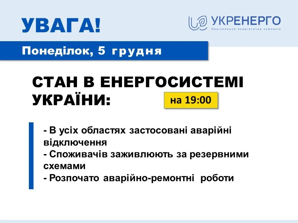 Наслідки ракетної атаки по Україні: яка ситуація зі світлом 1