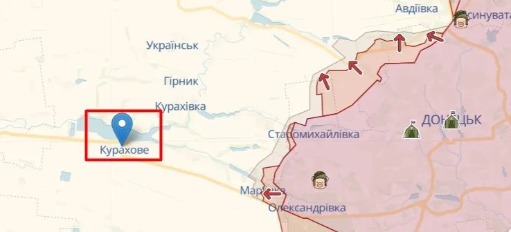 Курахово на карте, источник: deepstatemap