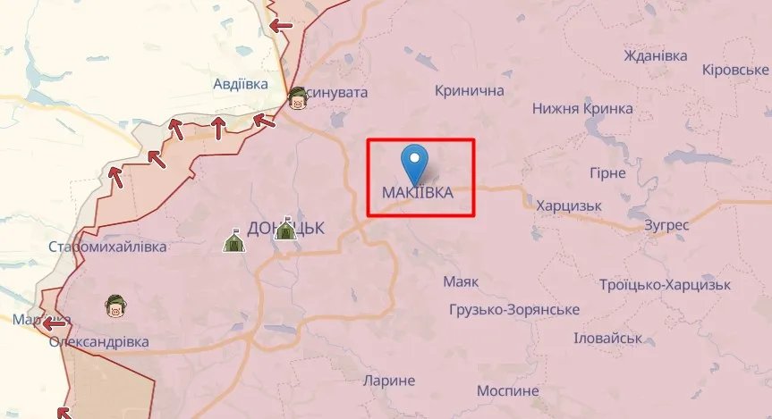 Макіївка на карті, джерело: deepstatemap
