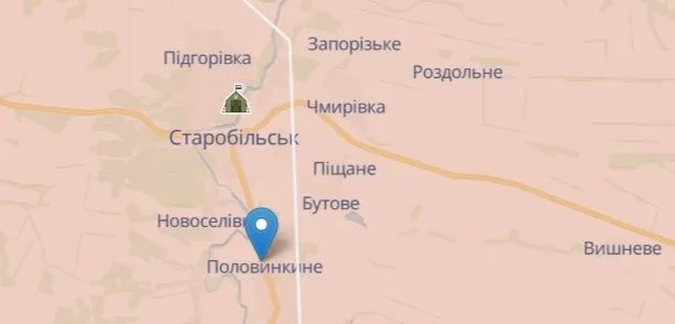 Старобільськ та Половинкине на карті, джерело: deepstatemap