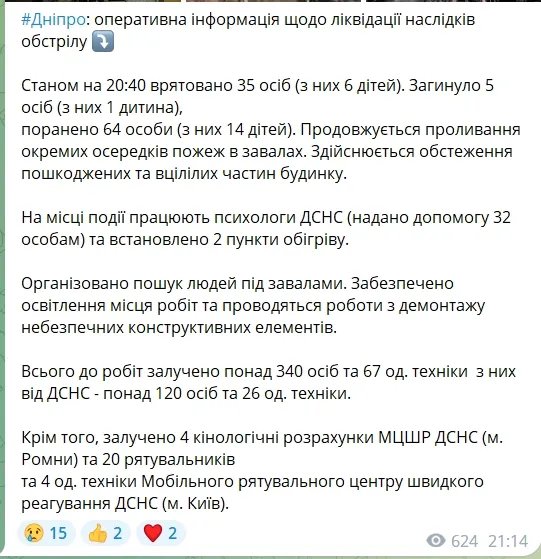 Ракетная атака по Украине 14 января – россия разрушила дом в Днепре и попала в энергетические объекты. Все детали 1