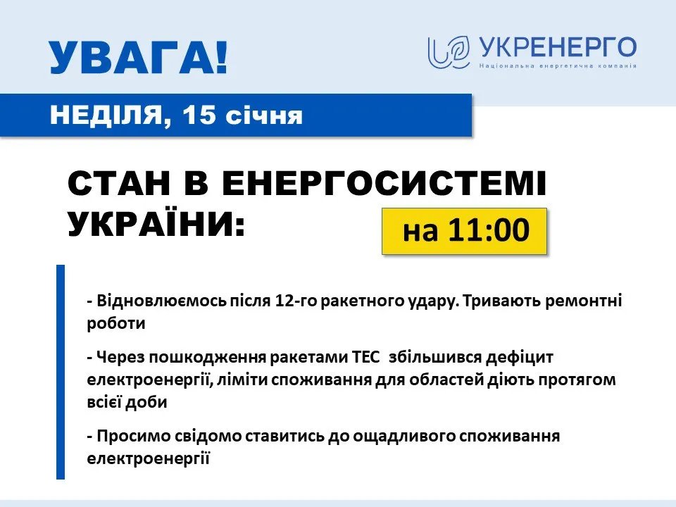 Дефіцит електроенергії збільшився Дефіцит електроенергії збільшився