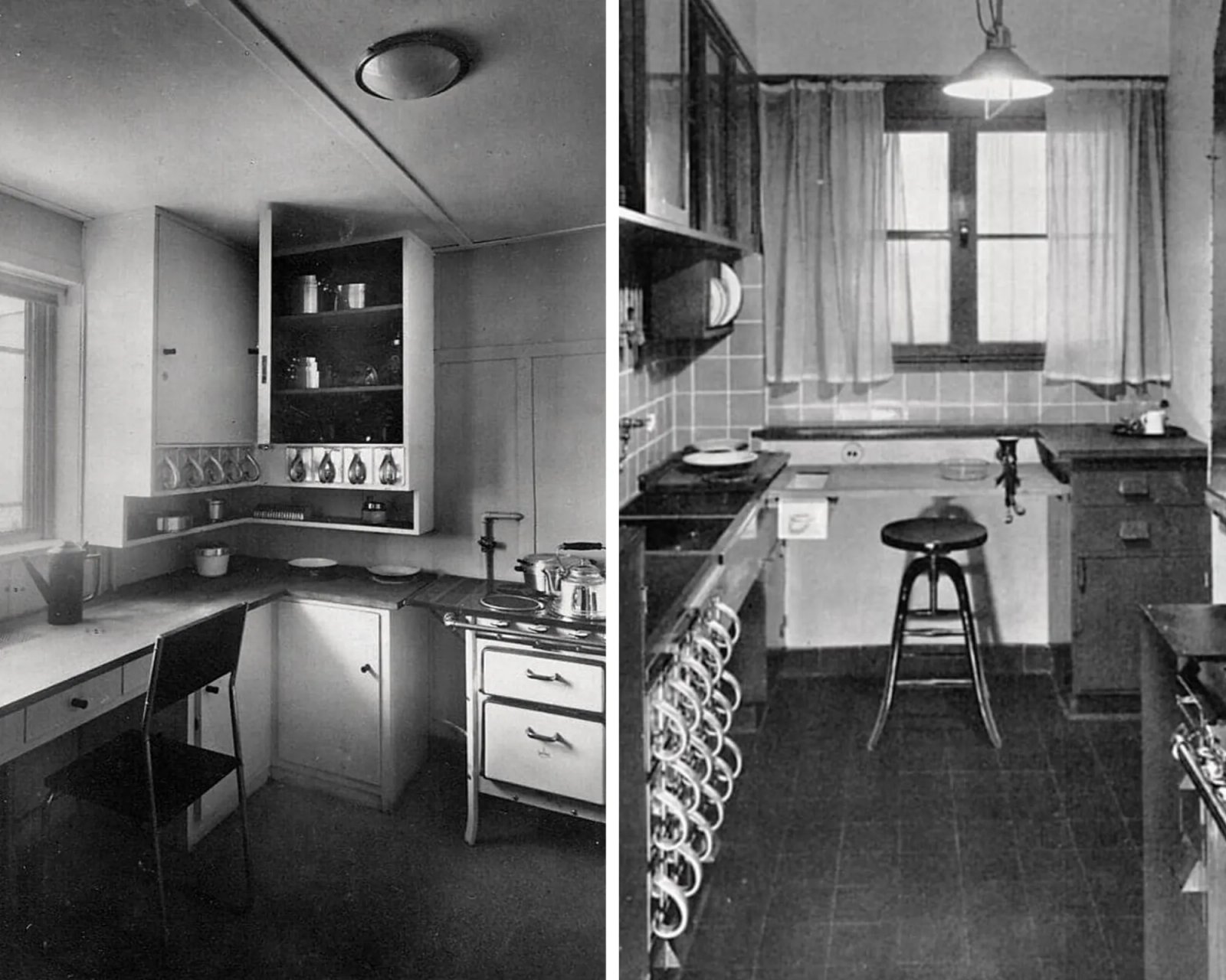 Кухня до 1926 років й кухня сконструйована Маргаретте в 1926 році.