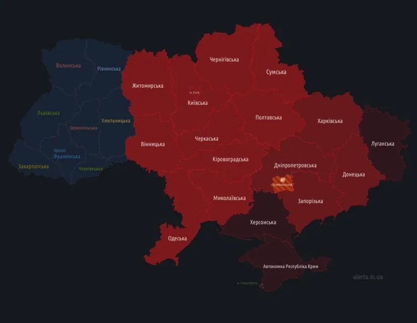 В Украине масштабная воздушная тревога В Україні масштабна повітряна тривога