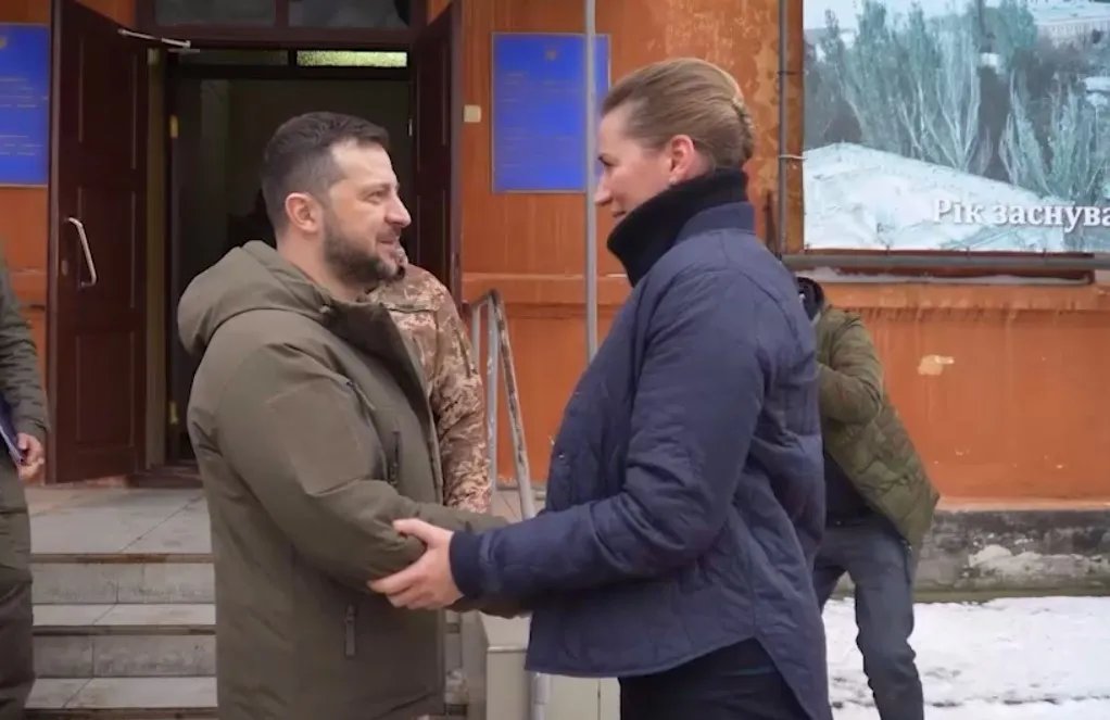 Зеленський та Фредеріксен, скріншот з відео