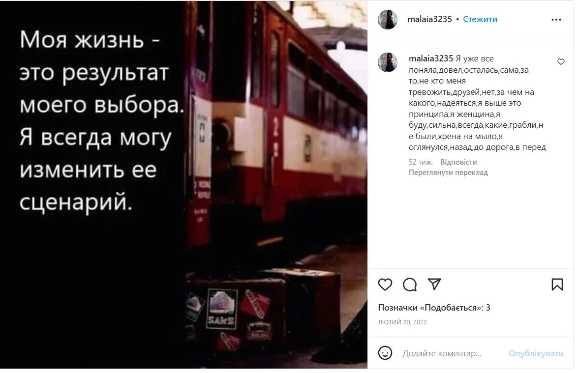 Скриншот со страницы матери Анны. Февраль 2022 года