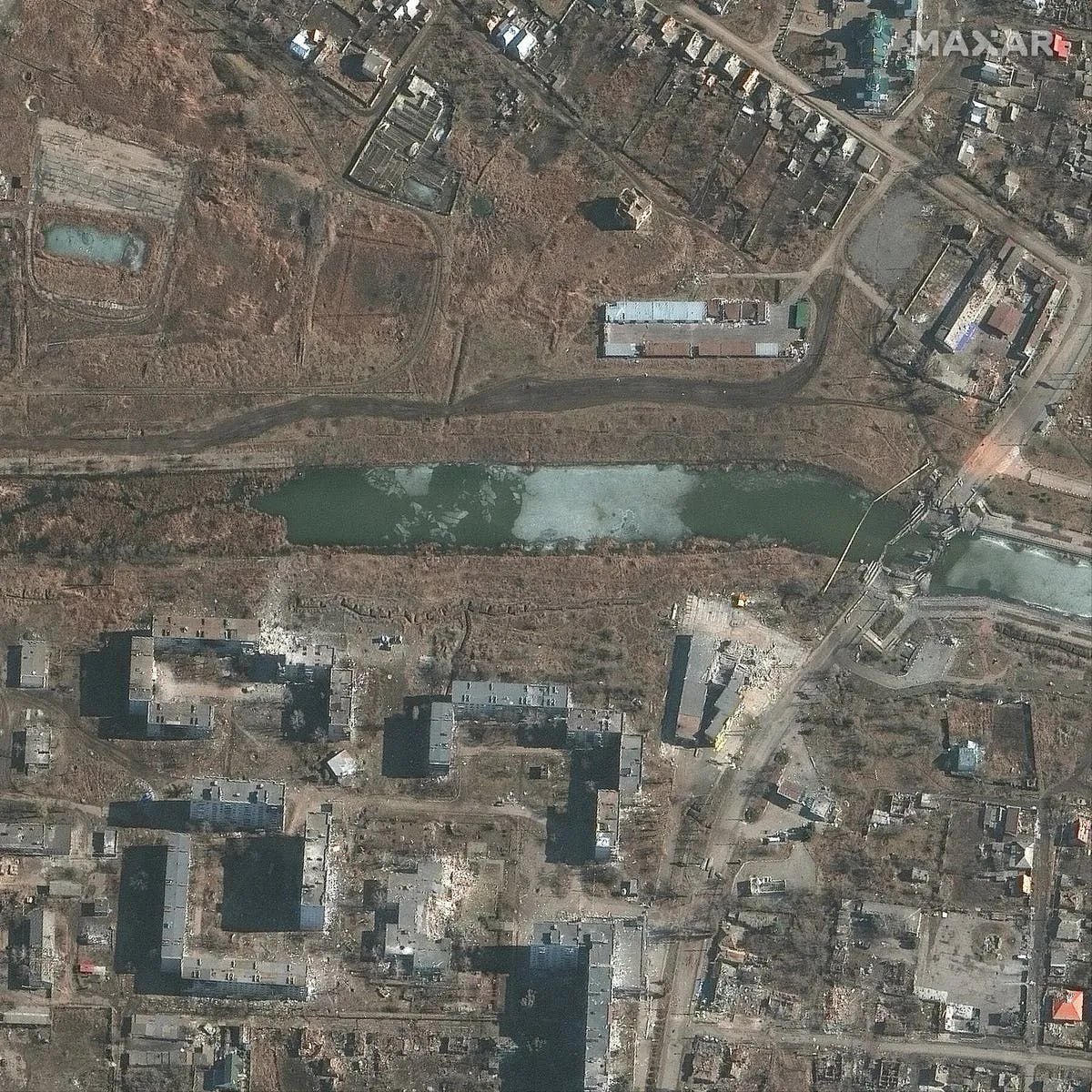 Джерело: Maxar Technologies. Зруйнований міст через Бахмутівку