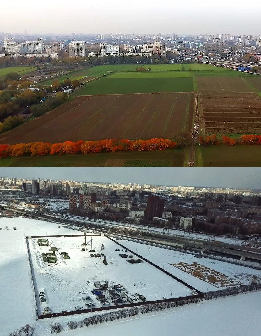 Поля Тимирязевской академии, до и после установления ПВО