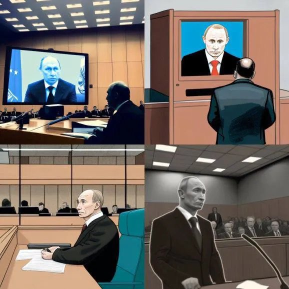 Суд над путіним від нейромережі на запит видання "Фокус"