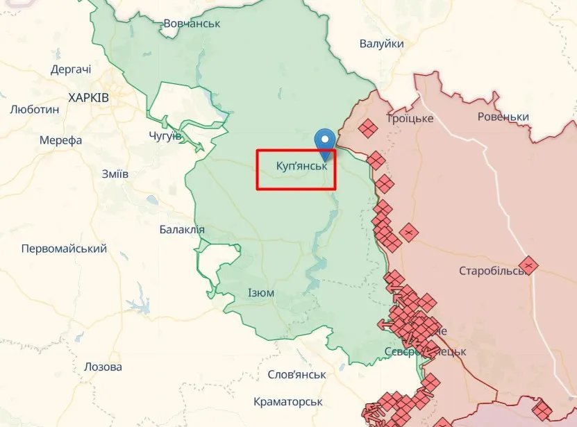 Купянск на карте, источник: deepstatemap