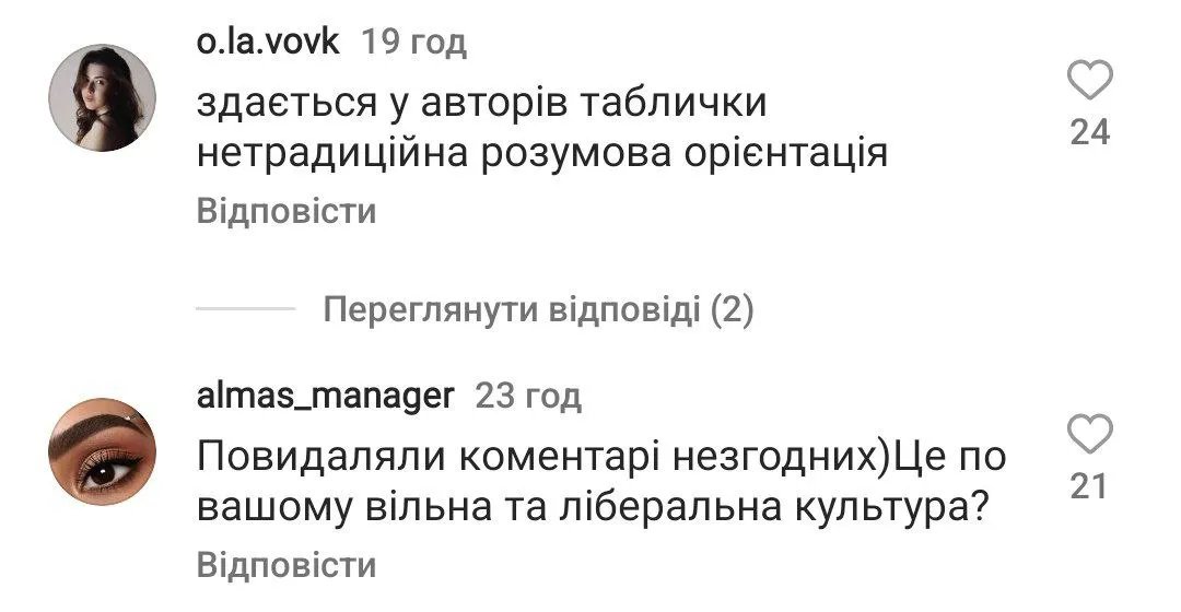 Коментарі під постом KyivPride
