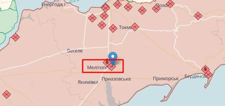 Мелітополь на карті, джерело: deepstatemap