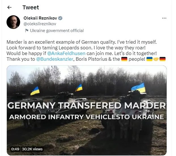 Резніков покатався на першому Marder, який прибув в Україну 1