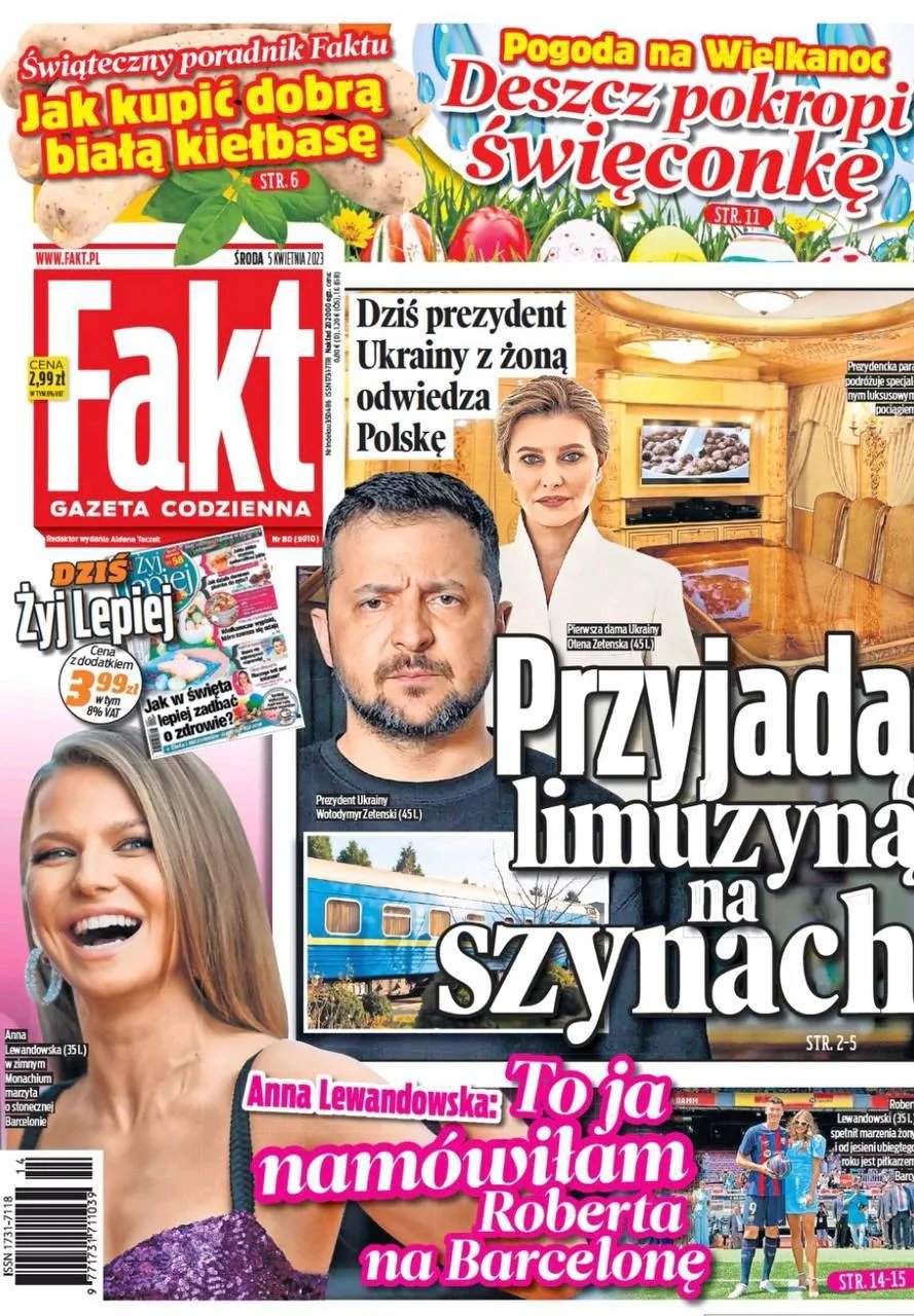 Володимир та Олена Зеленські на обкладинці польського видання