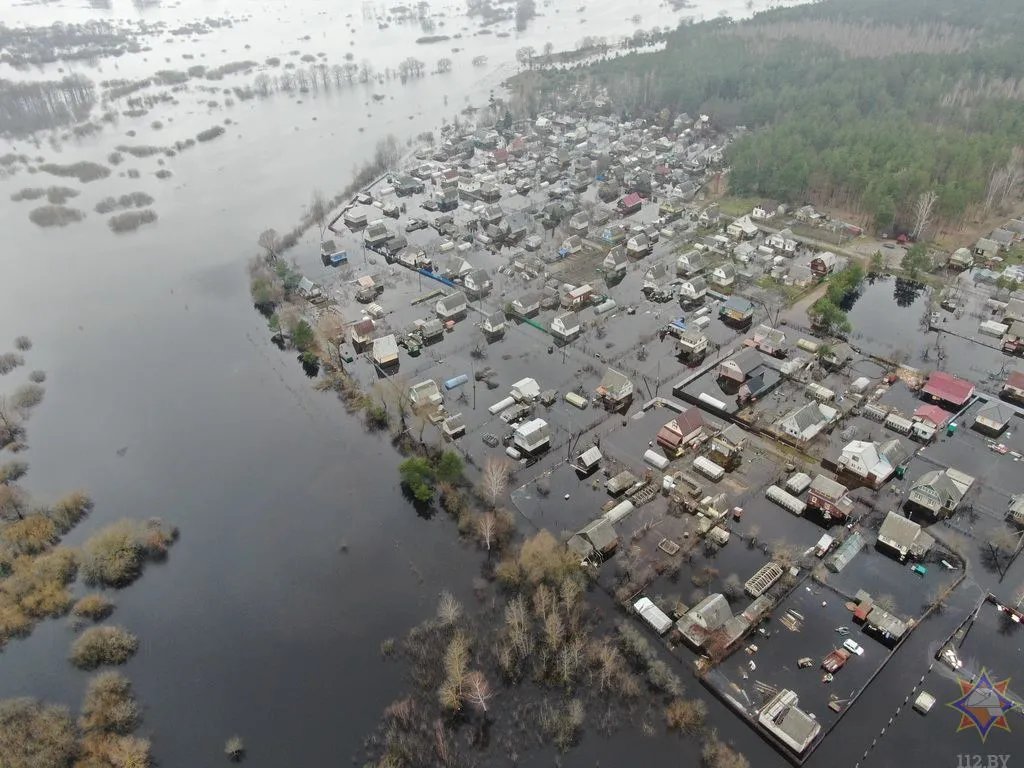 Потоп в Беларуси 10 апреля - под Гомелем прорвало дамбу, вода затопила дома  по окну, видео, фото