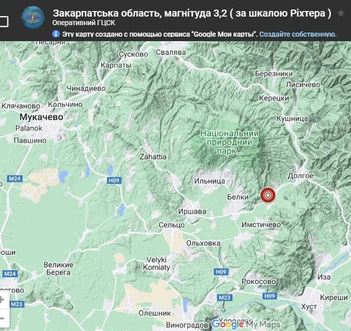 Епіцентр землетрусу знаходився на схід від міста Іршава, Закарпатської області, на глибині чотирьох кілометрів