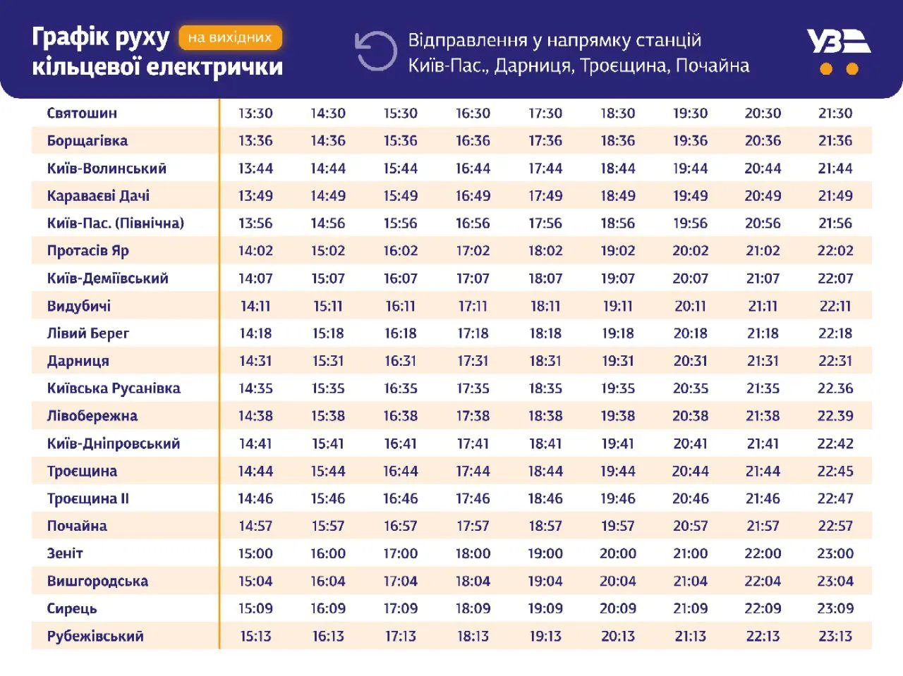 Розклад Kyiv City Express Розклад Kyiv City Express