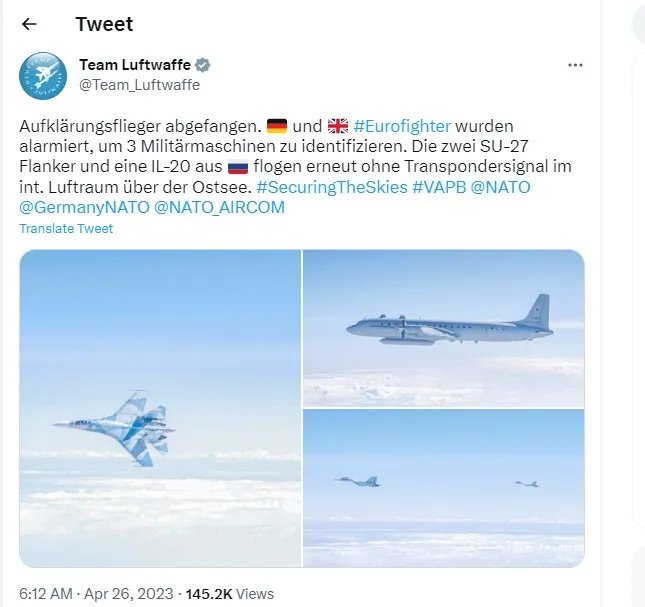 Провокація над Балтійським морем: авіація НАТО перехопила російські літаки 1