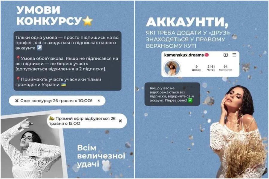 Умови "благодійного конкурсу" Каменських