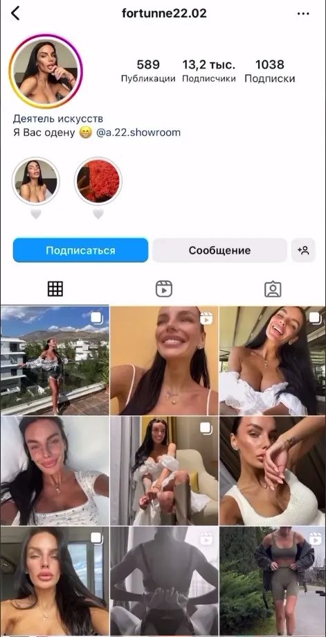 Профіль жінки в Instagram, який їй довелося видалити