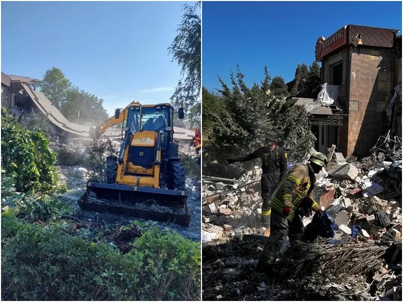 Готель Atlantic, який зруйнували окупанти влітку 2022 року