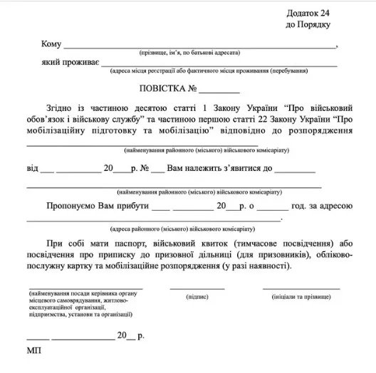 Чотири види повістки: що вони означають та кому їх можуть вручити 1