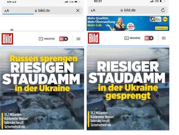 Німецьке видання змінило заголовок про Каховську ГЕС