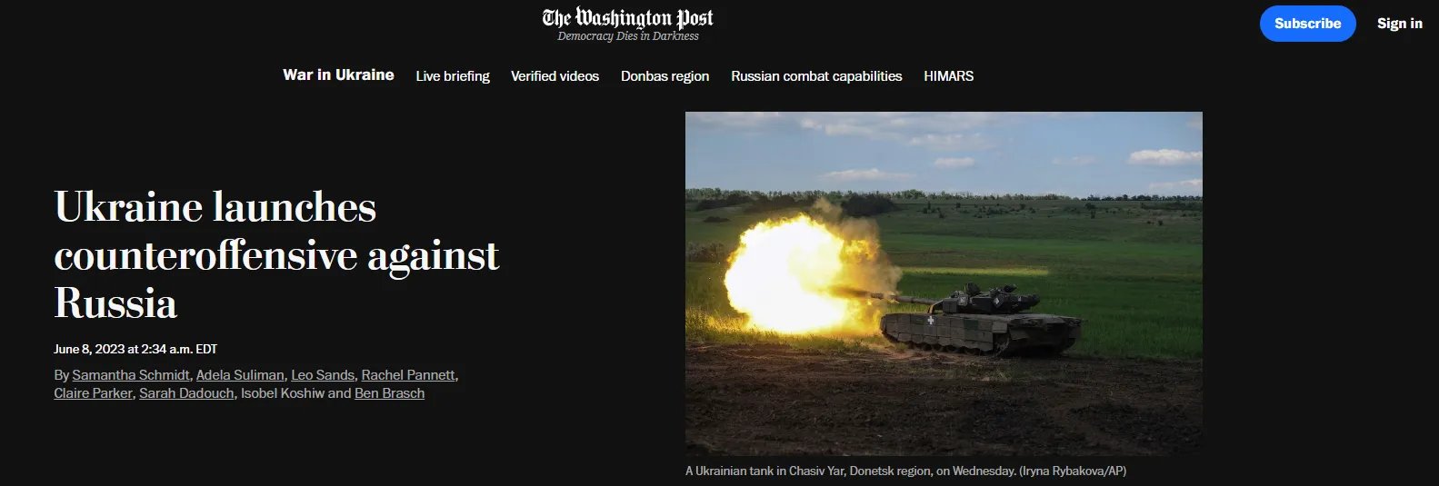 Washington Post  Повідомлення Washington Post, на яке посилаються росіяни