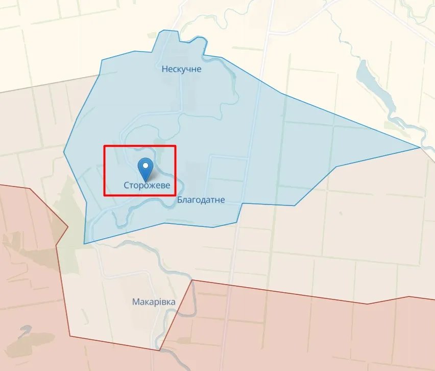 Сторожове на неофіційній карті фронту від аналітиків DeepState