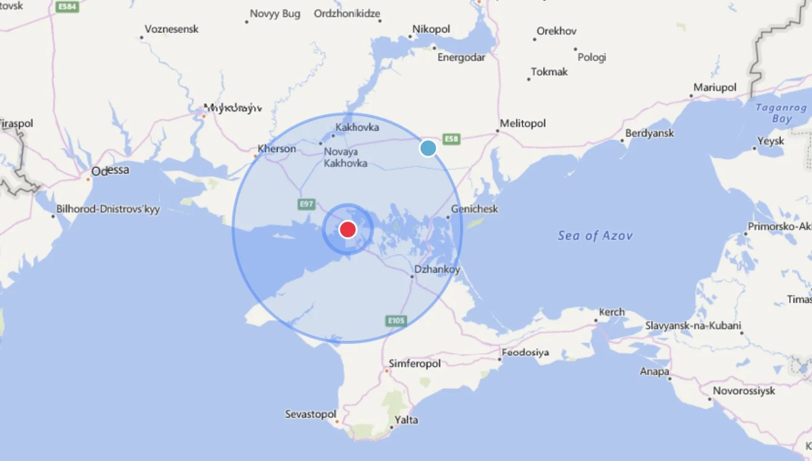 Армянськ та території у радіусі 100 км Армянськ та території у радіусі 100 км