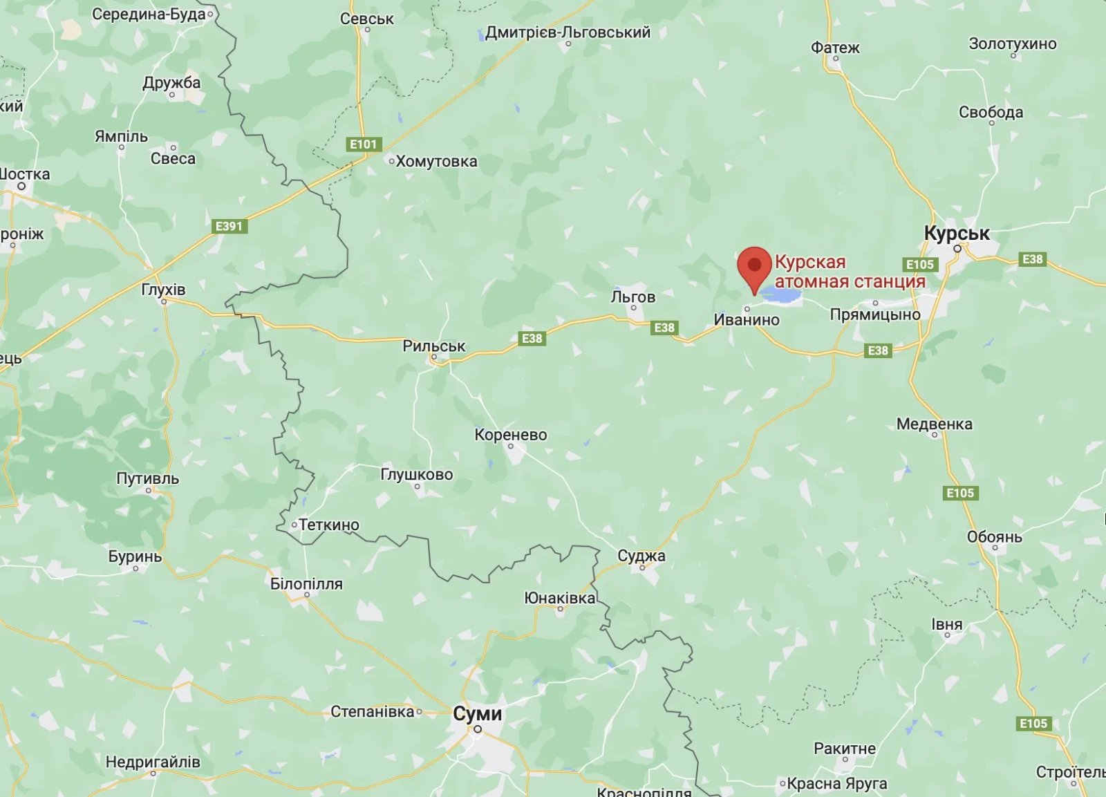 Курська АЕС на карті Курська АЕС на карті