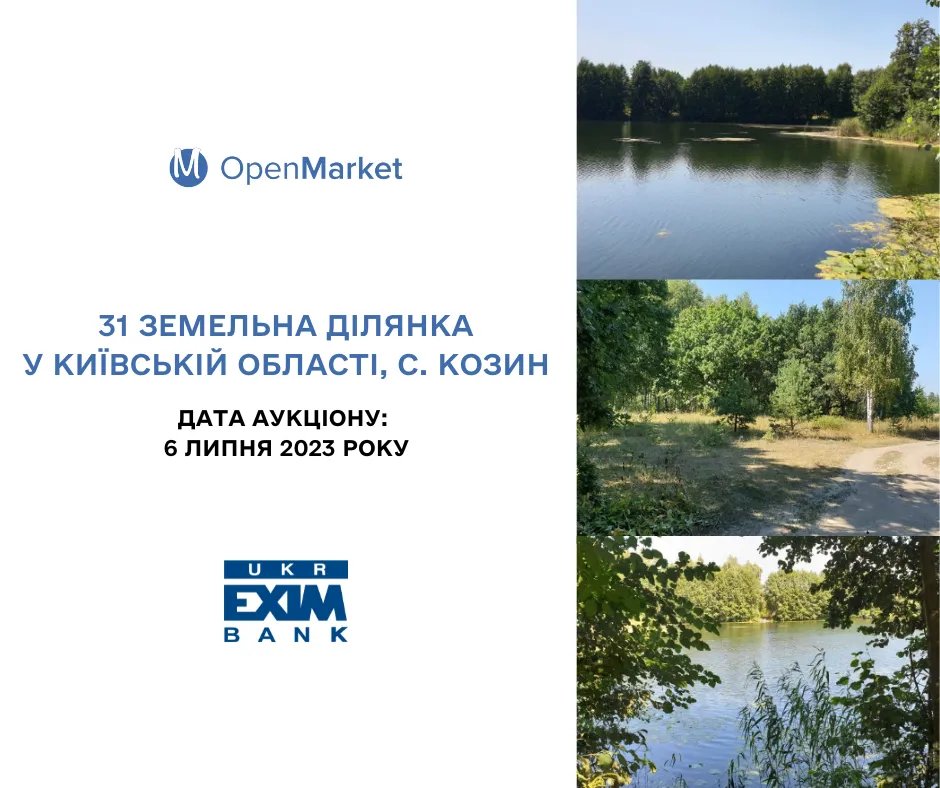 Укрексімбанк через аукціон OpenMarket перевиставив на продаж зі зниженням стартової ціни унікальні масиви земельних ділянок біля Києва