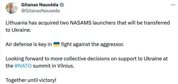 Скриншот: twitter.com/GitanasNauseda