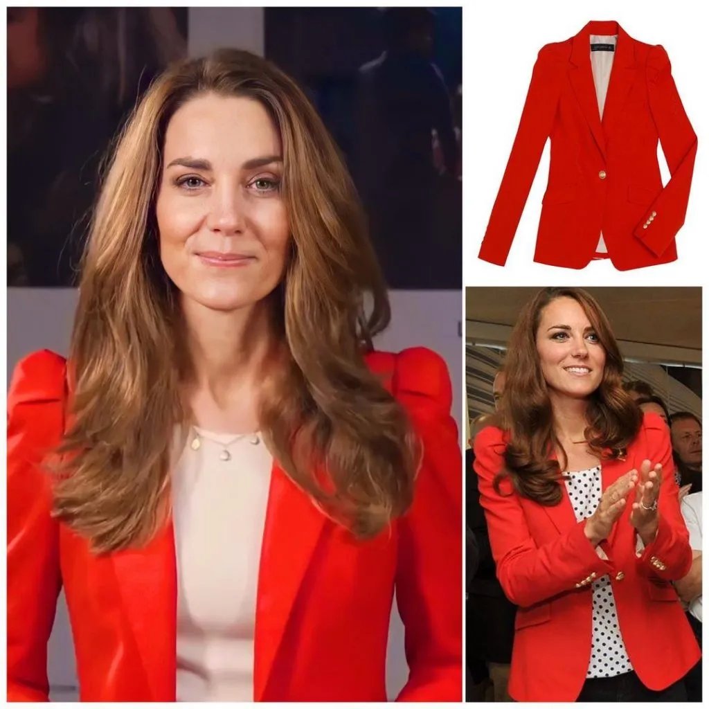 Кейт в красном жакете Zara