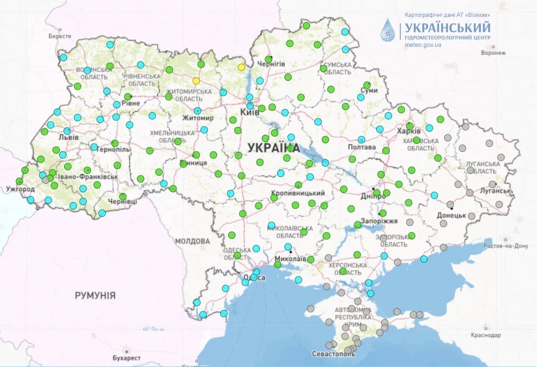 Ситуація на пунктах спостереження радіометричної мережі НГМС станом на 5 липня