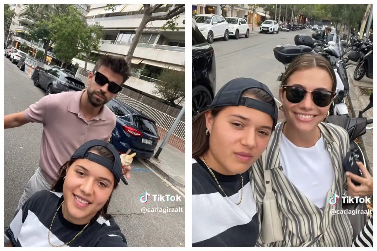 Жерар Пике и Клара Чиа фотографируются с юной поклонницей