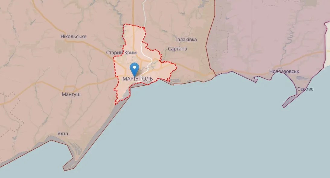 Маріуполь на неофіційній карті фронту від аналітиків DeepState