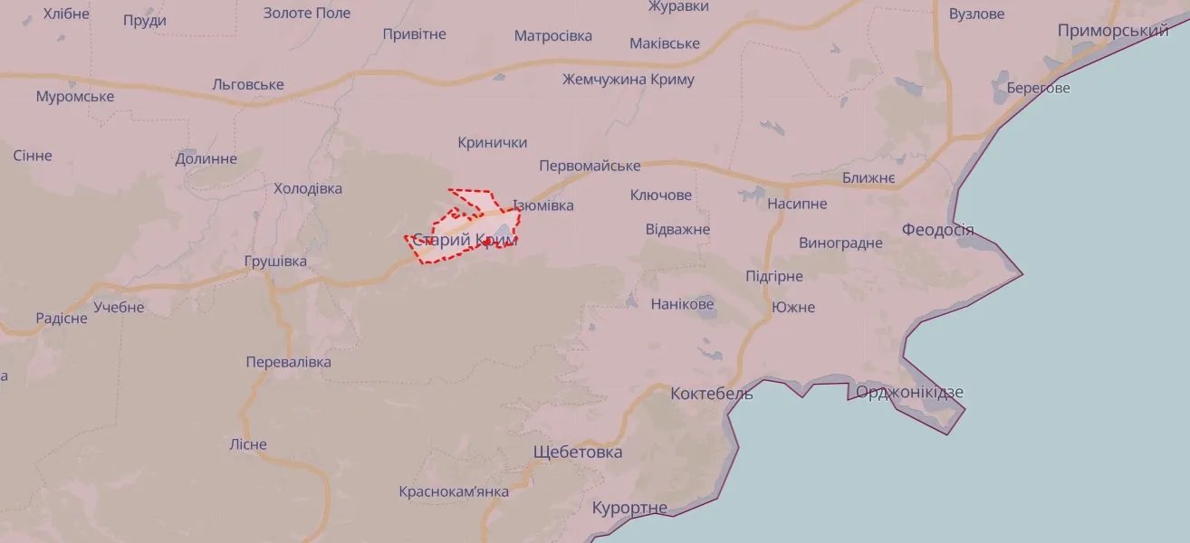В районе города Старый Крым неспокойно, источник: DeepState