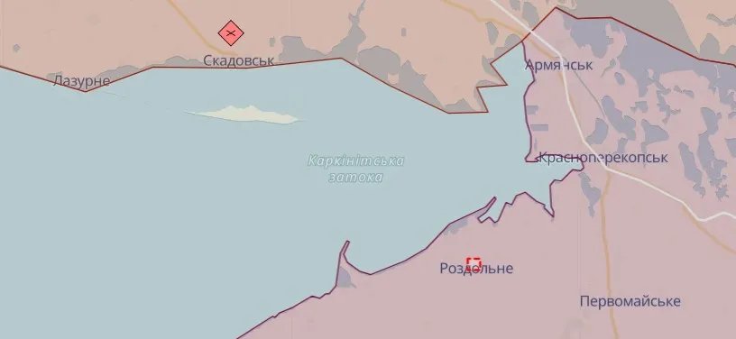 Роздольне на карті, джерело: DeepState