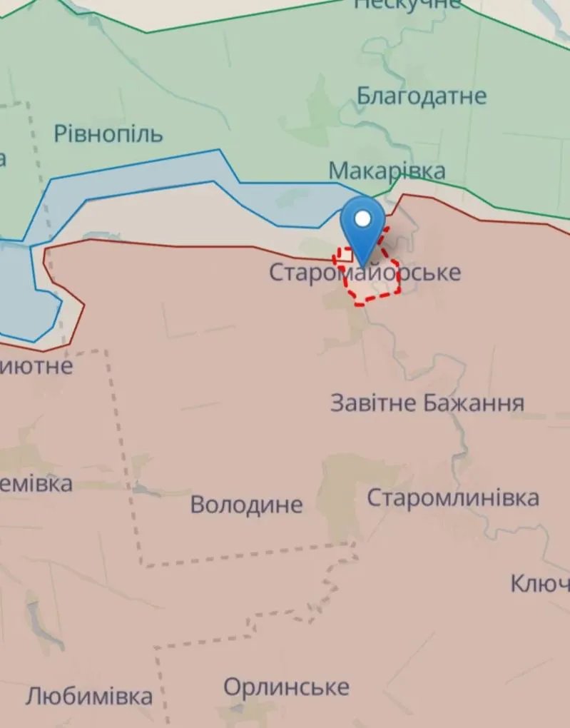 Карта боевых действий в районе Старомайорского