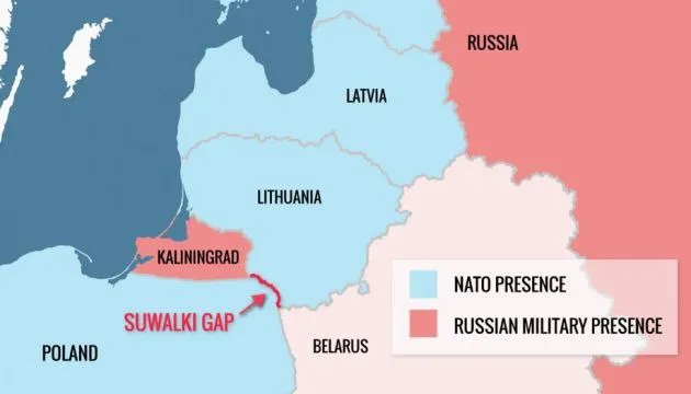 Сувальський коридор на карті