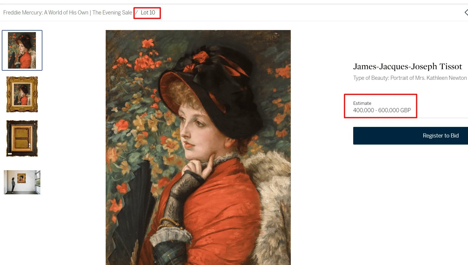 Картина Джеймса Тіссо на сайті Sotheby’s