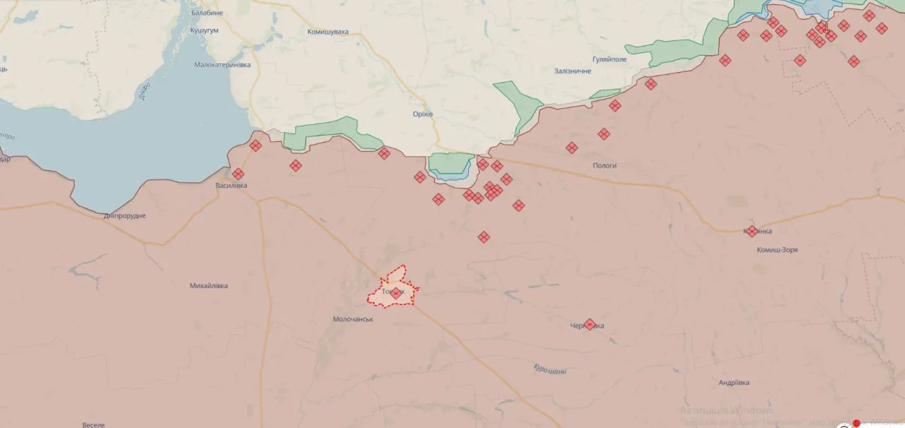 Токмак на карті. Дані: DeepStateMap