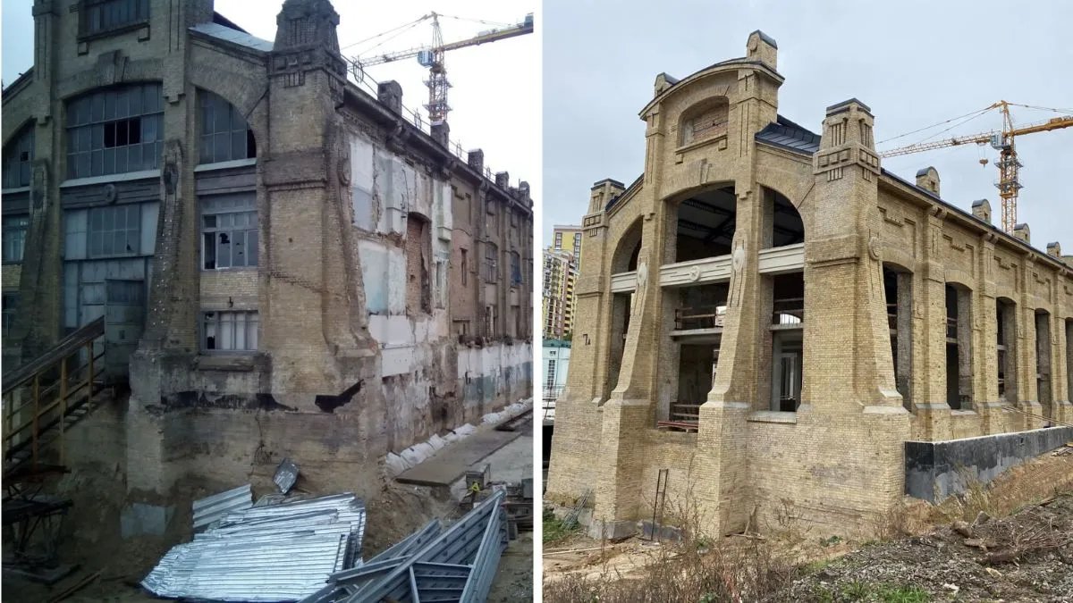 Здание электростанции на Лукьяновской площади: до и после Здание электростанции на Лукьяновской площади: до и после