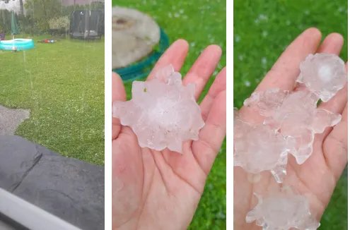 Град, розміром у тенісний м'яч Град, розміром у тенісний м'яч