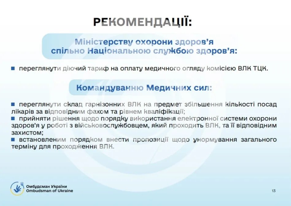 Рекомендації командуванню Медичних сил