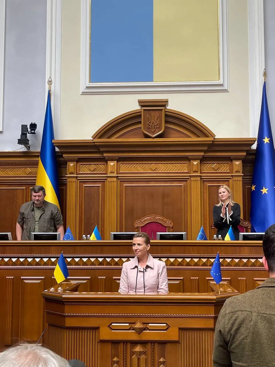 Фредеріксен під час виступу перед народними обранцями