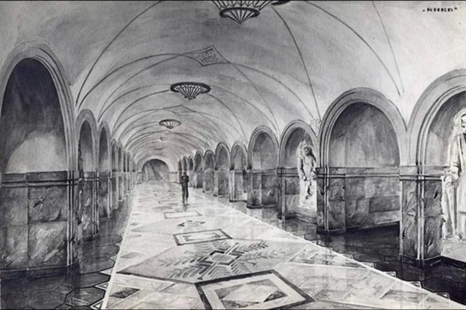 Фото эскиза станции метро Крещатик. 1960 год Фото эскиза станции метро Крещатик. 1960 год