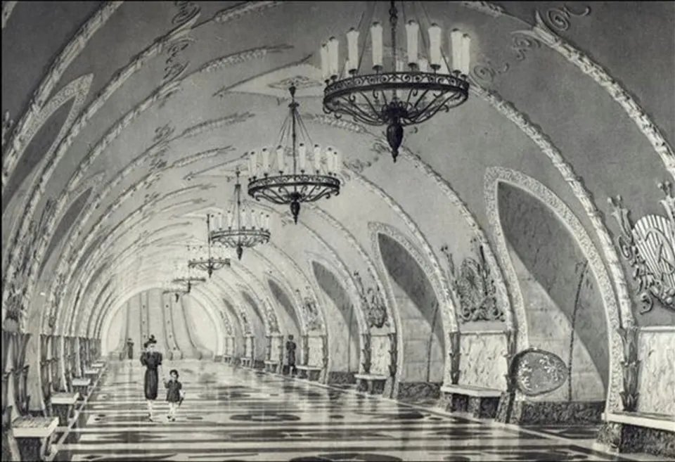 Фото эскиза станции метро Крещатик. 1960 год Фото эскиза станции метро Крещатик. 1960 год